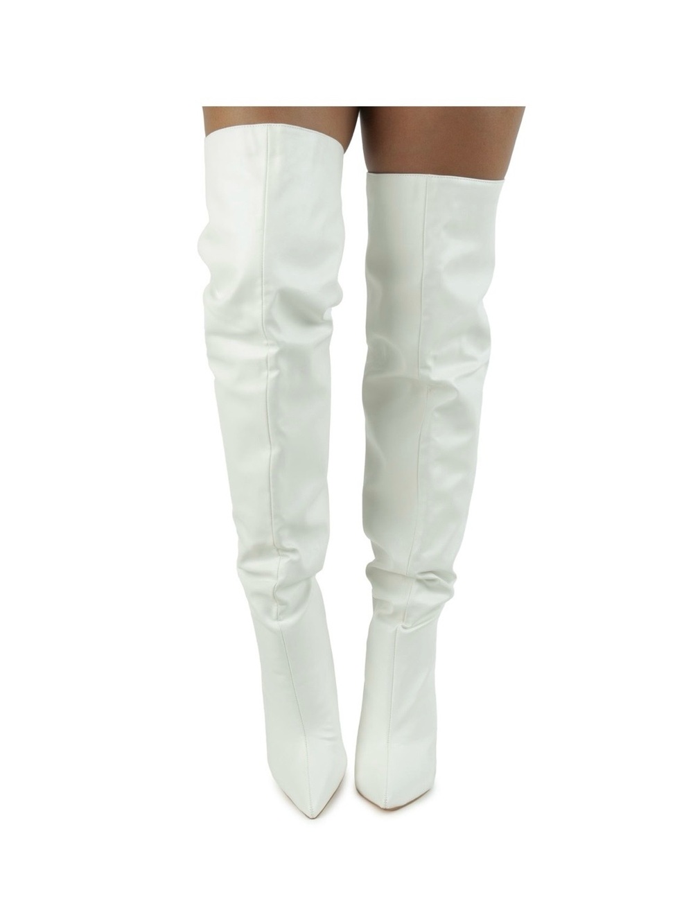 Fashion Nova White Over-The-Knee Pointed-Toe Boots